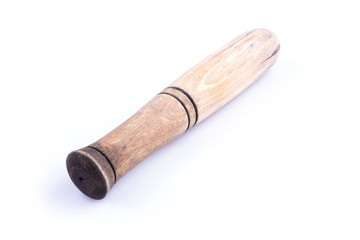 wooden pestle isolated on white background