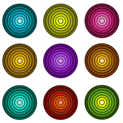 concentric pipe shape in multiple colors over wite
