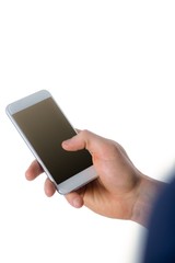Hand of businessman holding smartphone 