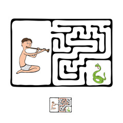 Vector Maze, Labyrinth with Snake and Fakir