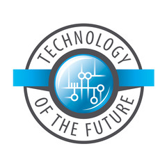 Round vector logo with blue chip