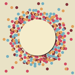 colorful background of confetti, with a circle in the center