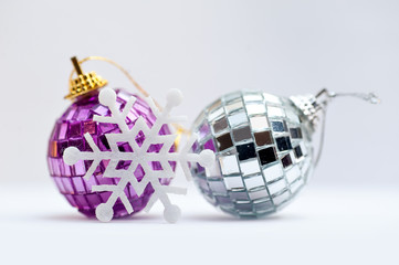 Christmas decorations - colorful balls on white background