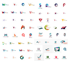 Vector abstract company logo mega collection, type letters and