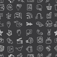 Social Media Icon seamless pattern.Doodle sketchy