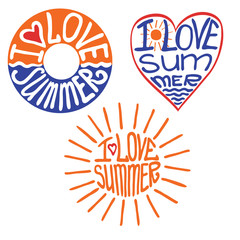 Lifebuoy,heart,sun in words I love summer