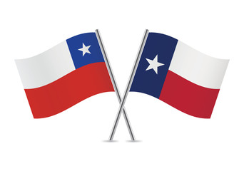 Chile and Texas flags. Vector illustration.