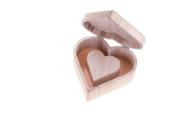 heart wood box of love isolated on white background