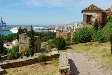 Fototapeta na wymiar Málaga, alcazaba, panorámica, Andalucía