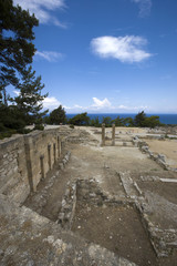 The ruins of the ancient city Kameiros (Kamiros) on the island of Rhodes, in the Dodecanese, Greece.