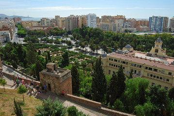 Málaga, alcazaba, panorámica, Andalucía, paisaje, jardines, ciudad