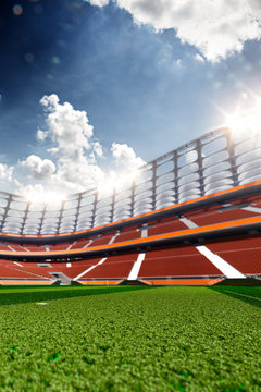 Stadium Soccer in day light 3d render