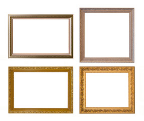 Gold frame Elegant vintage Isolated on white background