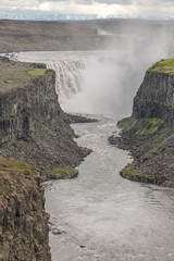 Fototapeta premium Vertical view of famous waterfall Dettifoss, Iceland.