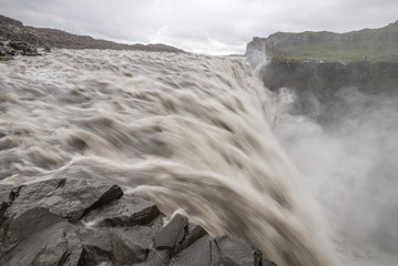 Fototapeta premium Dramatic view of famous waterfall Dettifoss, Iceland.