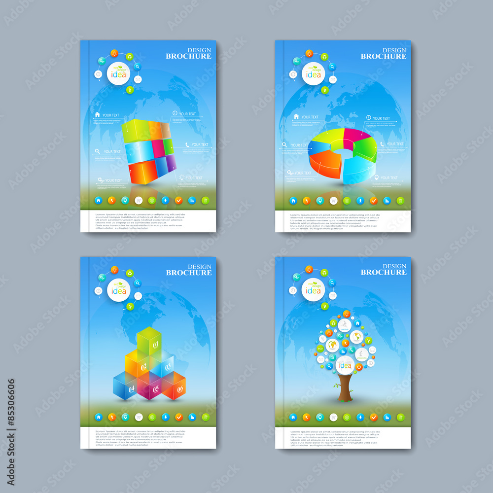 Poster modern vector set of brochures in the infographics style for