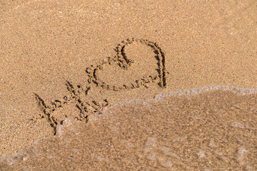 Hashtag Love Heart Sign On Beach Sand