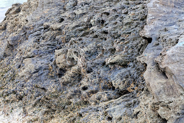 Sharp gray rocks on the beach