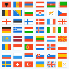 Flags of Europe, complete set. Vector icons