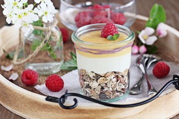 Whole grain muesli  with lemon cream and yogurt