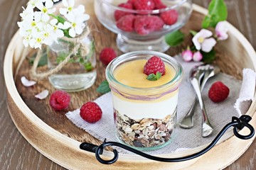 Whole grain muesli  with lemon cream and yogurt