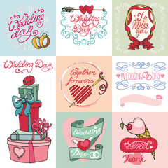 Wedding card set.Invitations,Labels,decor element kit