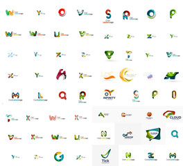 Vector abstract company logo mega collection, type letters and