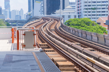 Railway at sky train in Bangkok Thailand