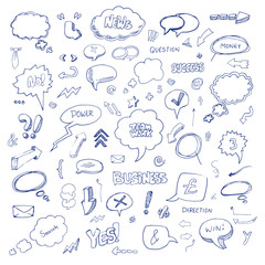 Hand drawn freestyle doodles, arrows and icons set
