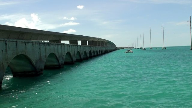 Power lines over water in the Florida Keys along Scenic Overseas Highway