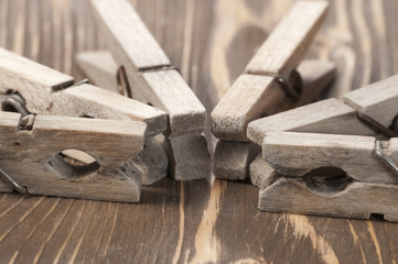 Old wooden clothes pins