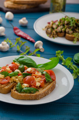 Bruschetta 2 kinds - classic and mushrooms