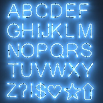 3d render of neon lights - alphabet