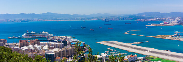 Gibraltar airport runway and La Linea de la Concepcion in Spain,