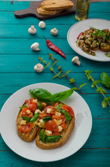 Bruschetta 2 kinds - classic and mushrooms