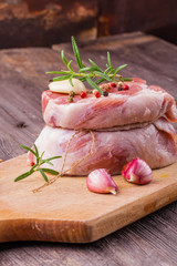 Raw meat prepared for cooking