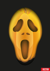 Pumpkins fear face for Halloween background or invitation.