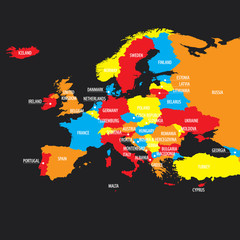 Naklejka premium Mapa Europy