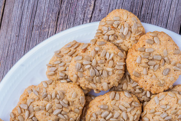 Homemade oat cookies with sunflower seeds