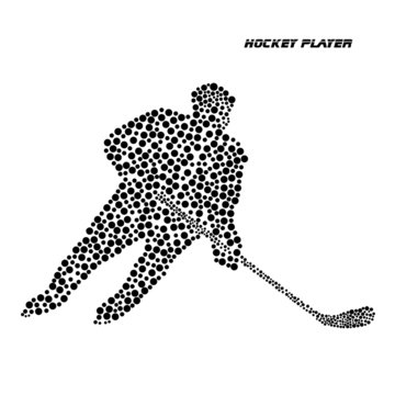 Abstract hockey player with a stick. Vector illustration. Eps 10