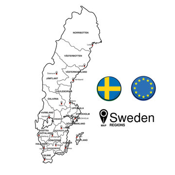 Sweden territory map with flags