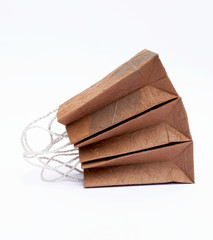 Brown shopping bag on white background