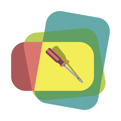 screwdriver in color frame flat illustration