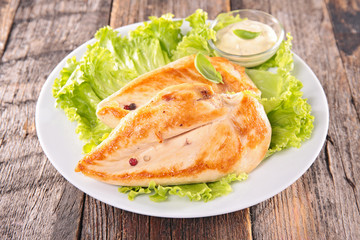 chicken breast and salad