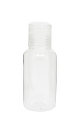 Empty cosmetic bottle isolated on white background