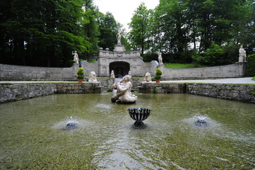 Fountains and sculptures of the castle Hellbrunn,  Salzburg, Austria