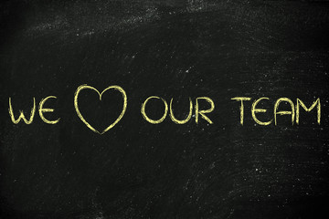 we heart our team, writing illustration