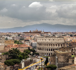 Fototapeta na wymiar aerial view of Colosseo