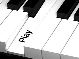 3d render of piano keys. Play key.