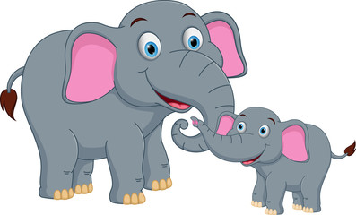 Obraz na płótnie Canvas Elephant family cartoon 